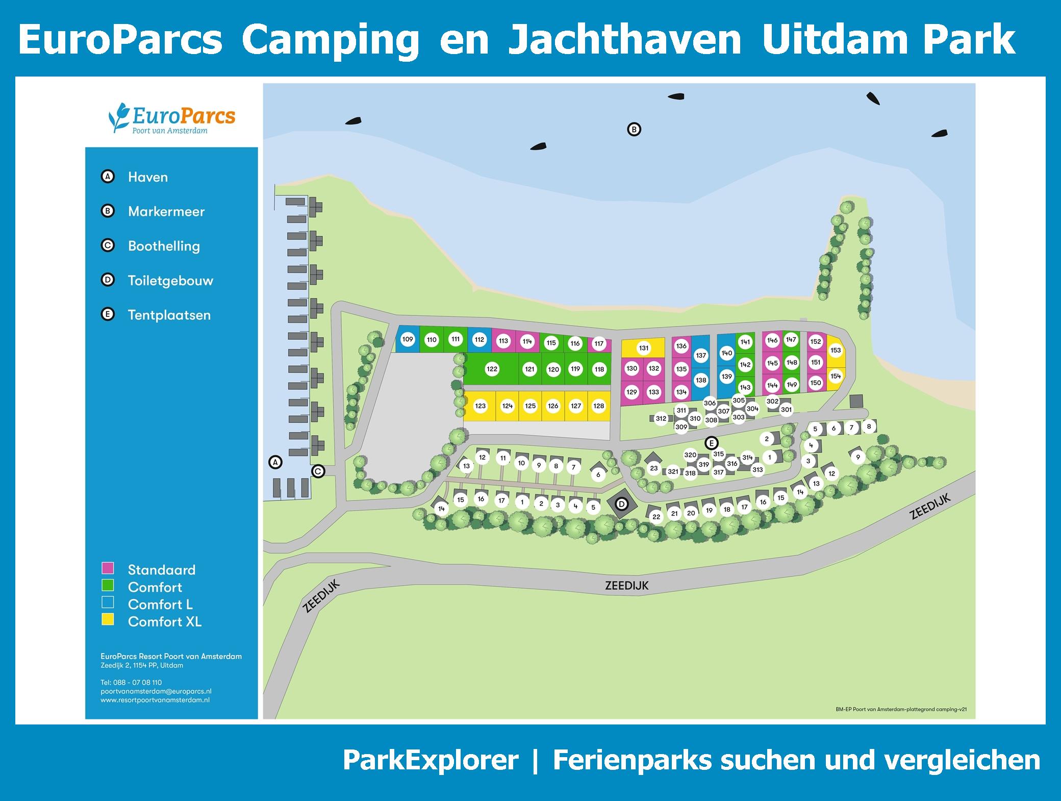 Karte und Lageplan EuroParcs Camping en Jachthaven Uitdam